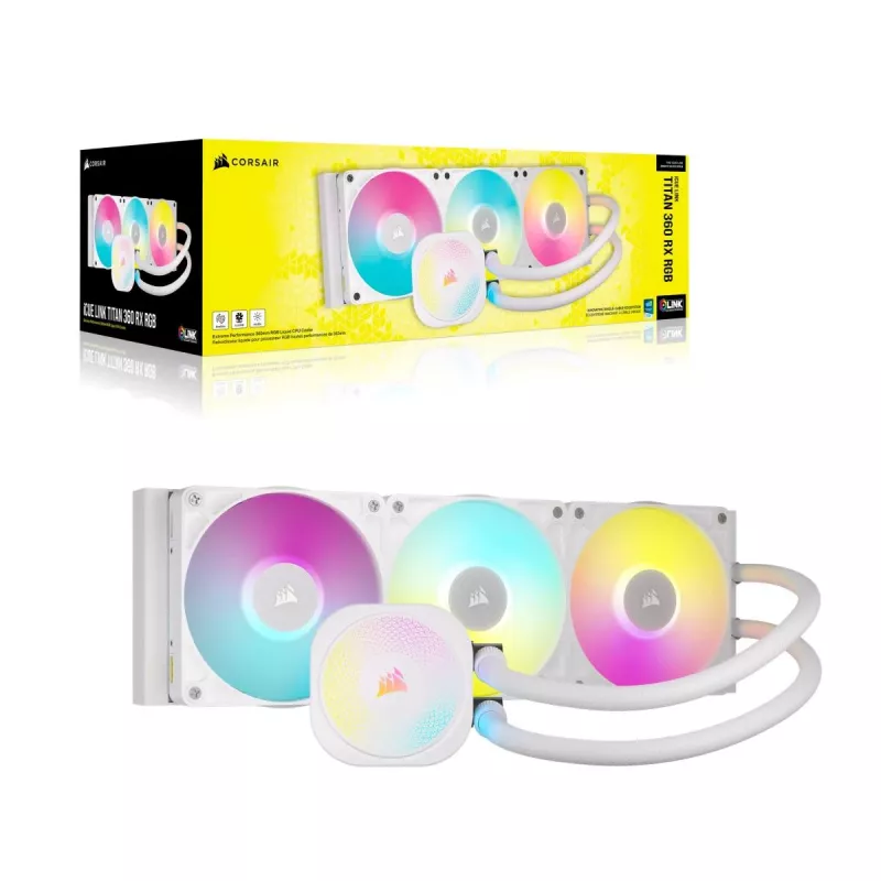 CORSAIR CPU Cooler - Icue Link Titan 360 Rx RGB Aio Liquid Cooler - White