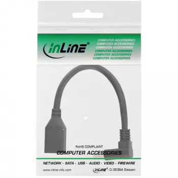 InLine DisplayPort 1.4 adapter cable M/F, 8K4K, downward angled, black/gold