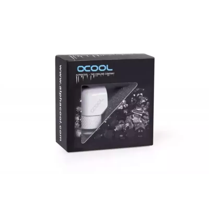 Mounting kit Alphacool Eiszapfen L-connector rotatable G1/4 outer thread to G1/4 inner thread white
