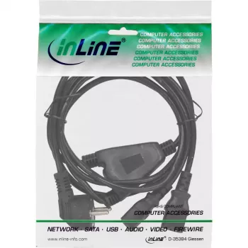 InLine Y-power cable 1x CEE 7/7 angled / 2x 3pin IEC C13 male, 1.8m