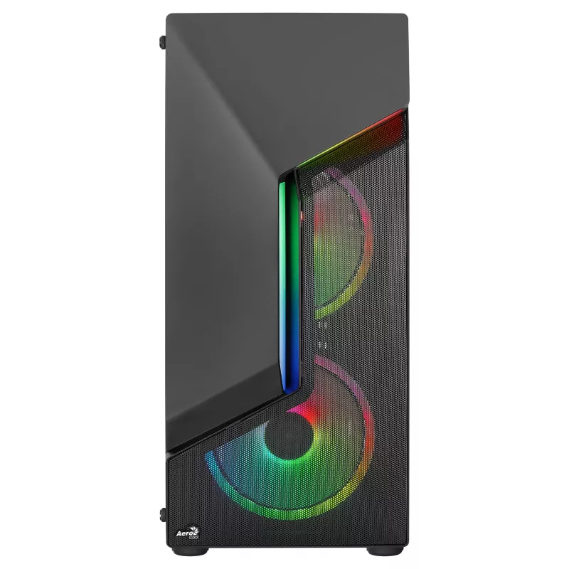 Aerocool SCAPEBKV3 Gaming ATX Case Front RGB LED Tempered Glass 3x ARGB Fans Black