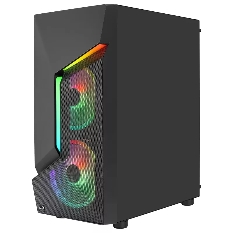 Aerocool SCAPEBKV3 Gaming ATX Case Front RGB LED Tempered Glass 3x ARGB Fans Black