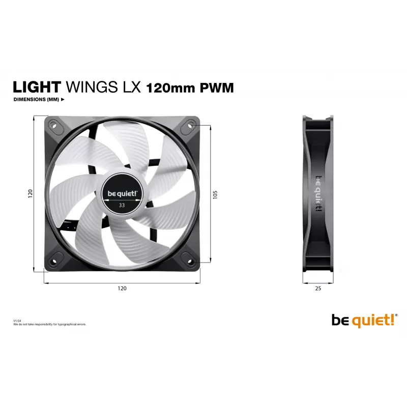 be quiet! LIGHT WINGS LX 120mm PWM Computer case Fan 12 cm Black 1 pc(s)