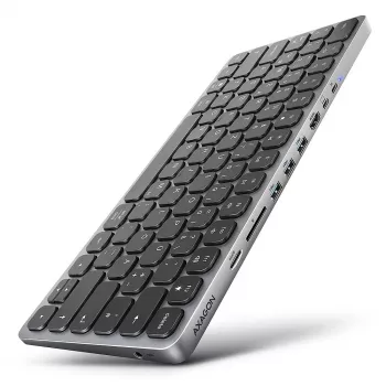 Axagon HMC-KB-GE, USB 5Gbps hub w. keyboard, HDMI 4K/60Hz, 3x USB-A, SD/mSD, audio, PD 100, German layout