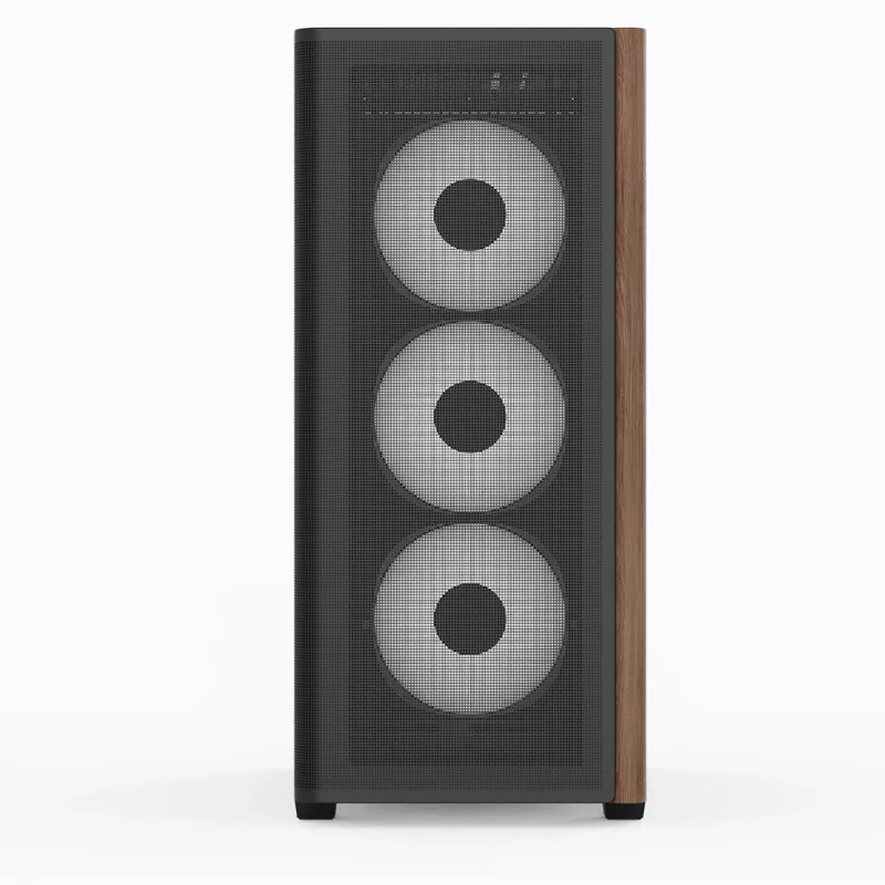 Aerocool D501A Midi Tower Black, Wood
