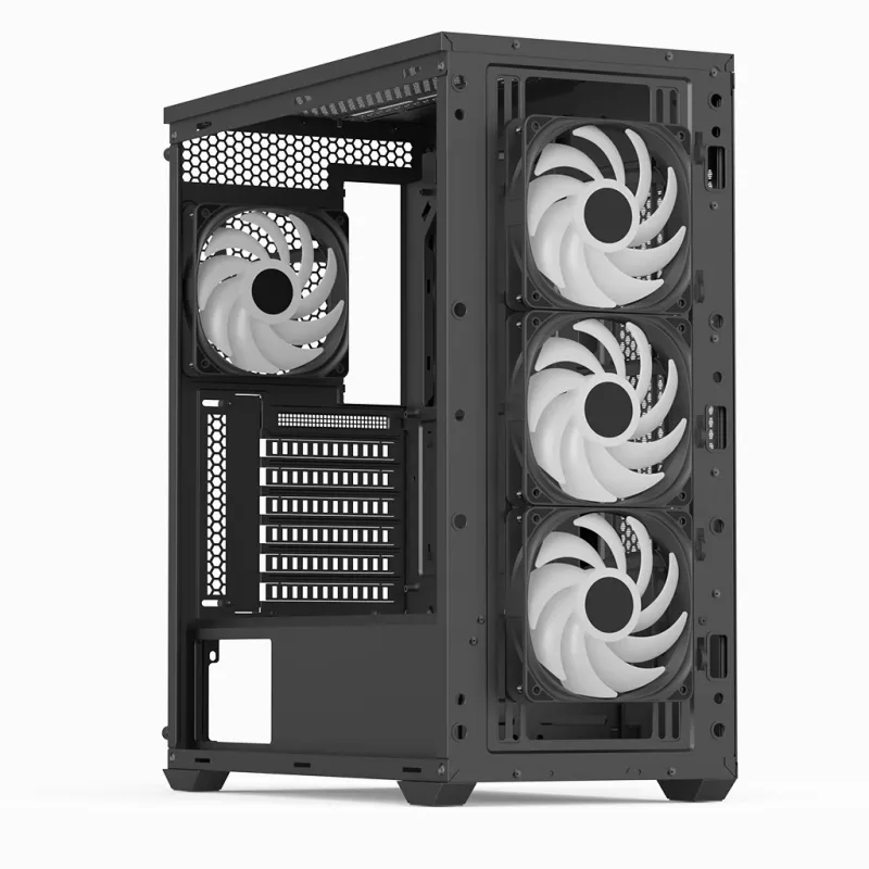 Aerocool D501A Midi Tower Black, Wood