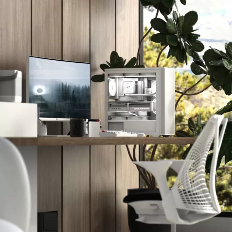Aerocool D501A Midi Tower Black, Wood