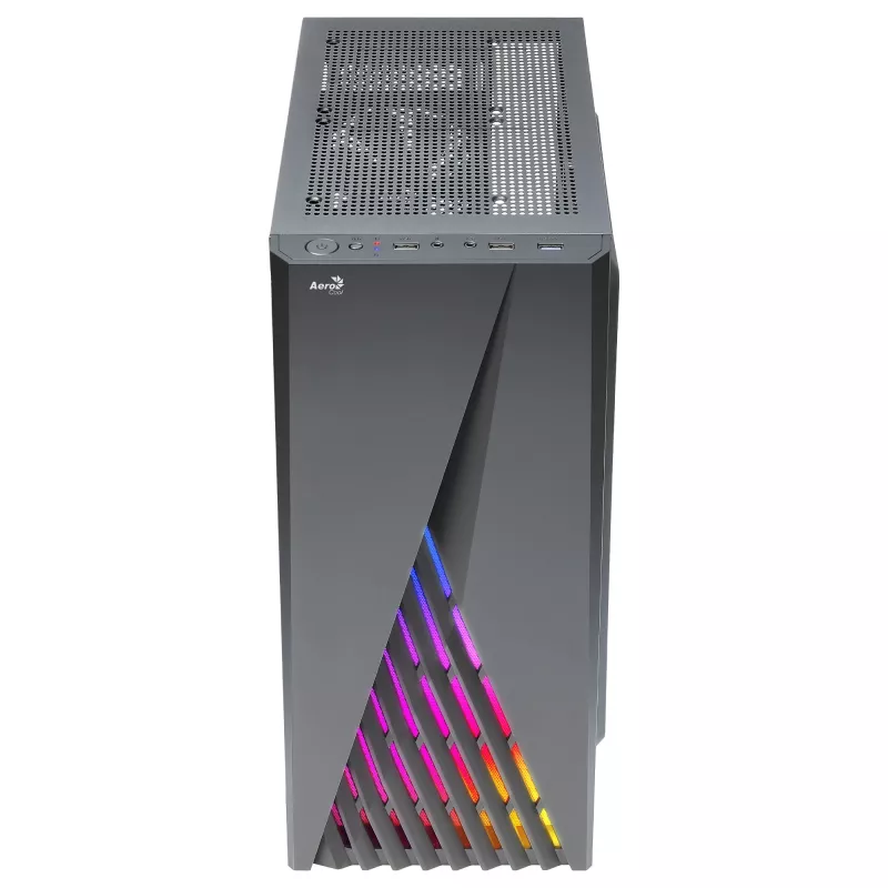 Aerocool DELTABKV1 ATX PC Case RGB Front Full Side Window 12cm Fan Black