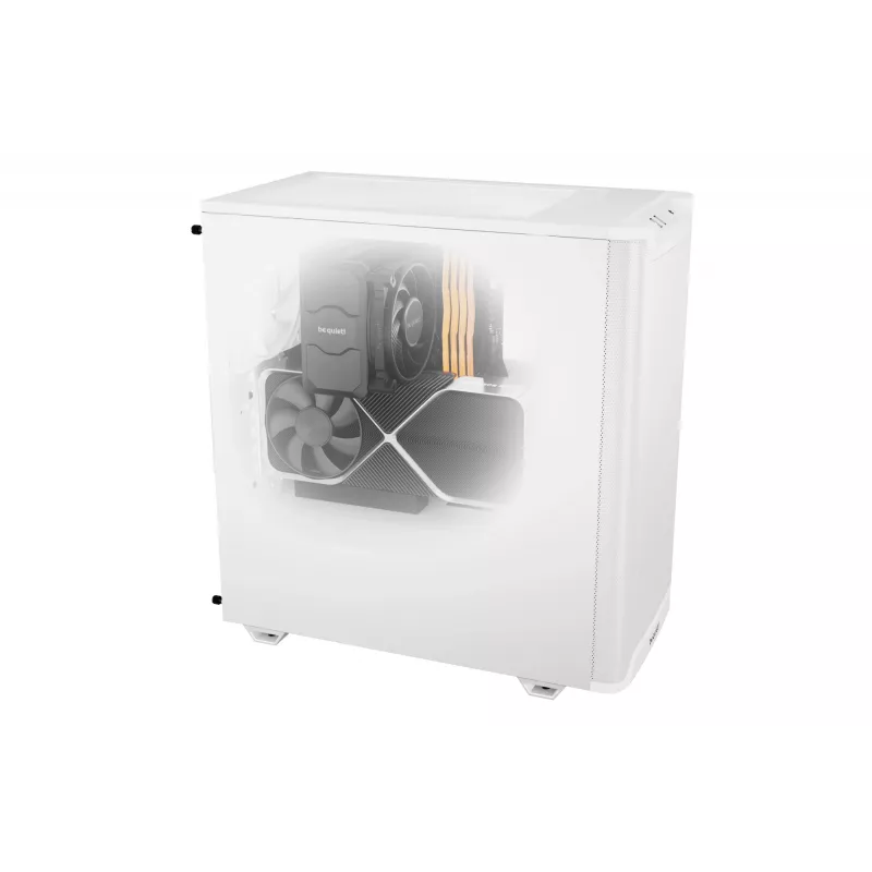 PC case be quiet! PURE BASE 501 Airflow Midi Tower White — ATX, 3×140mm front, 1×140mm rear, 5×2.5 inch, 2×3.5 inch, USB‑C, PWM support