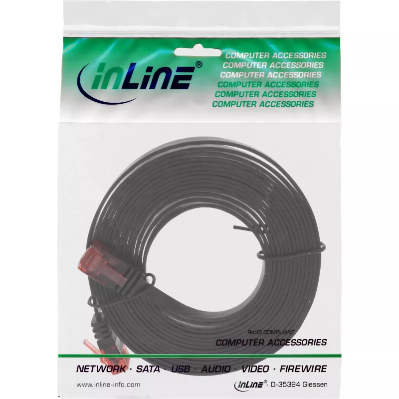 InLine Flat Ultraslim Patch Cable U/UTP Cat.6 Gigabit ready black 1m