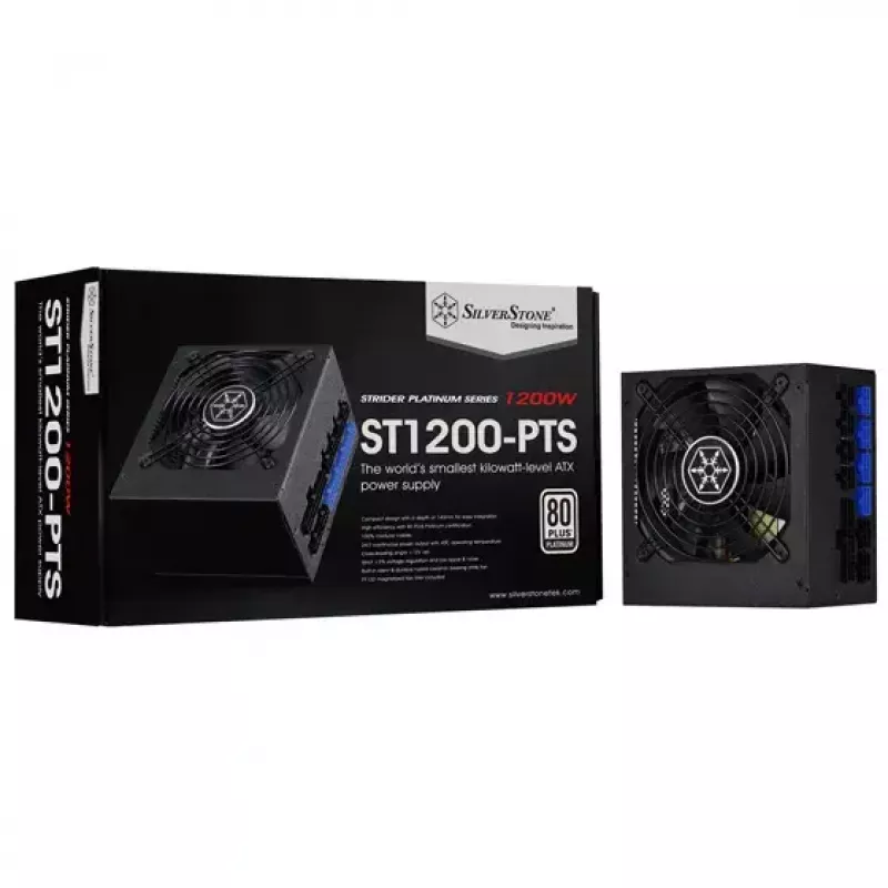 Power supply SILVERSTONE ST1200-PTS 1200 W 80 PLUS Platinum, 20+4 pin ATX, 120 mm fan, Black
