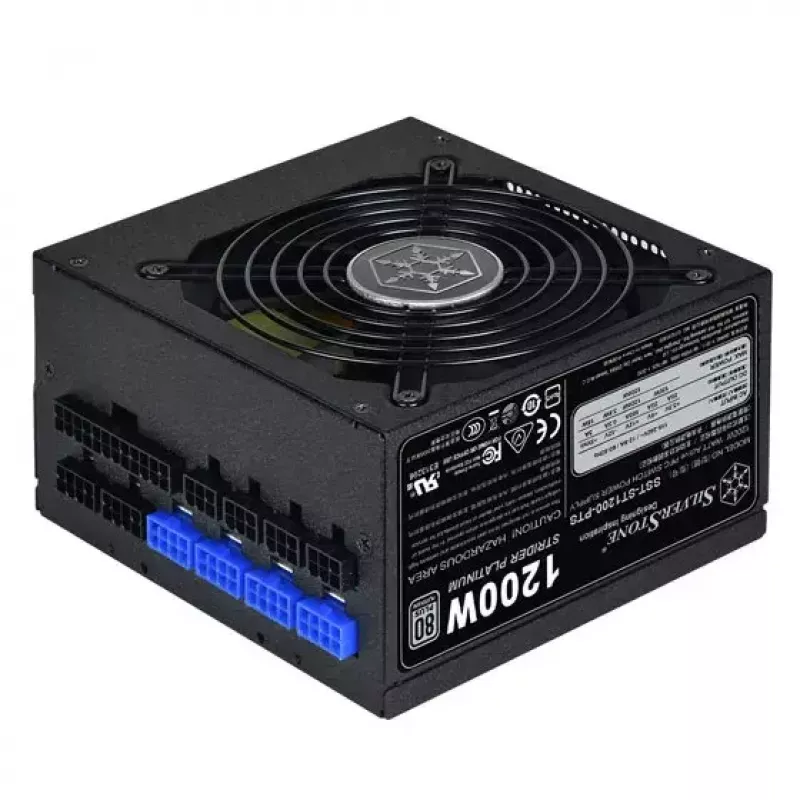 Power supply SILVERSTONE ST1200-PTS 1200 W 80 PLUS Platinum, 20+4 pin ATX, 120 mm fan, Black