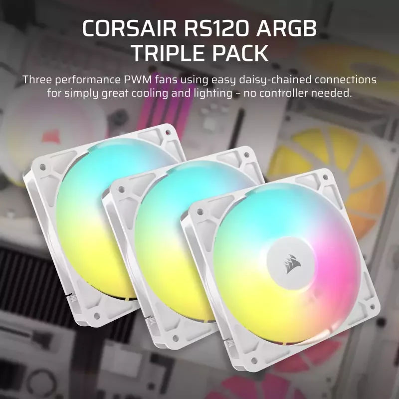 Fan Corsair RS120 ARGB 12 cm White 420-2100 RPM 3 pcs