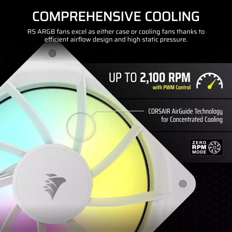 Fan Corsair RS120 ARGB 12 cm White 420-2100 RPM 3 pcs