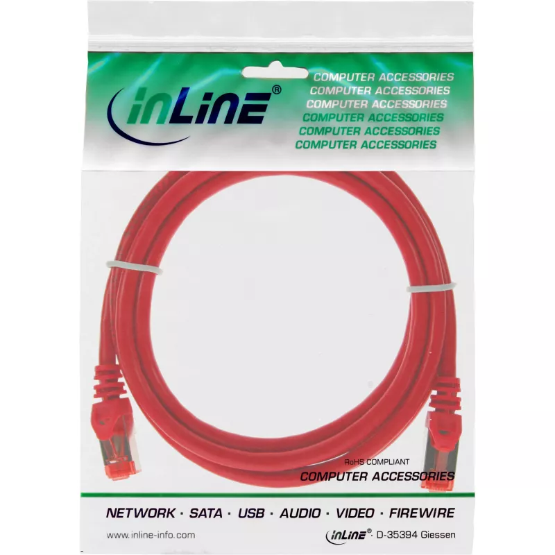 InLine Patch Cable S/FTP PiMF Cat.6 250MHz PVC copper red 2m
