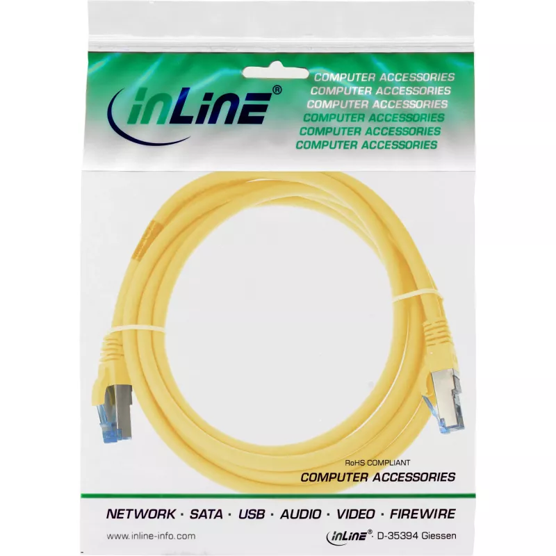 InLine Patch Cable S/FTP PiMF Cat.6A halogen free 500MHz yellow 2m