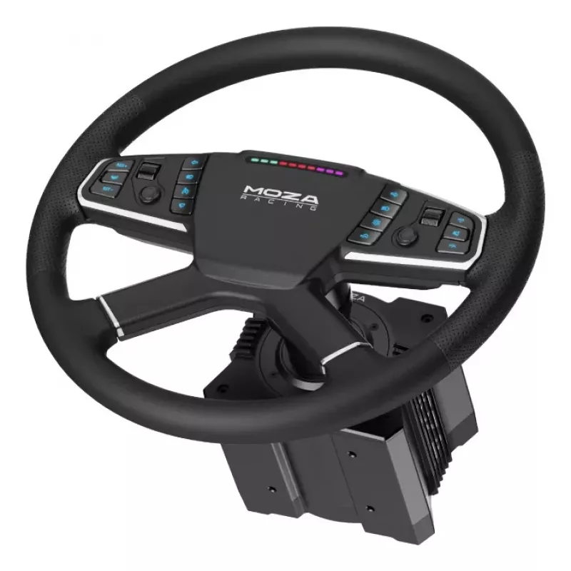 Moza Racing TSW Steering Wheel, Steering wheel, PC, Wired & Wireless, Black, Aluminium, Faux leather, Polymer, Cable
