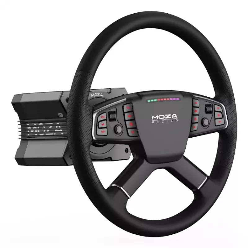 Moza Racing TSW Steering Wheel, Steering wheel, PC, Wired & Wireless, Black, Aluminium, Faux leather, Polymer, Cable