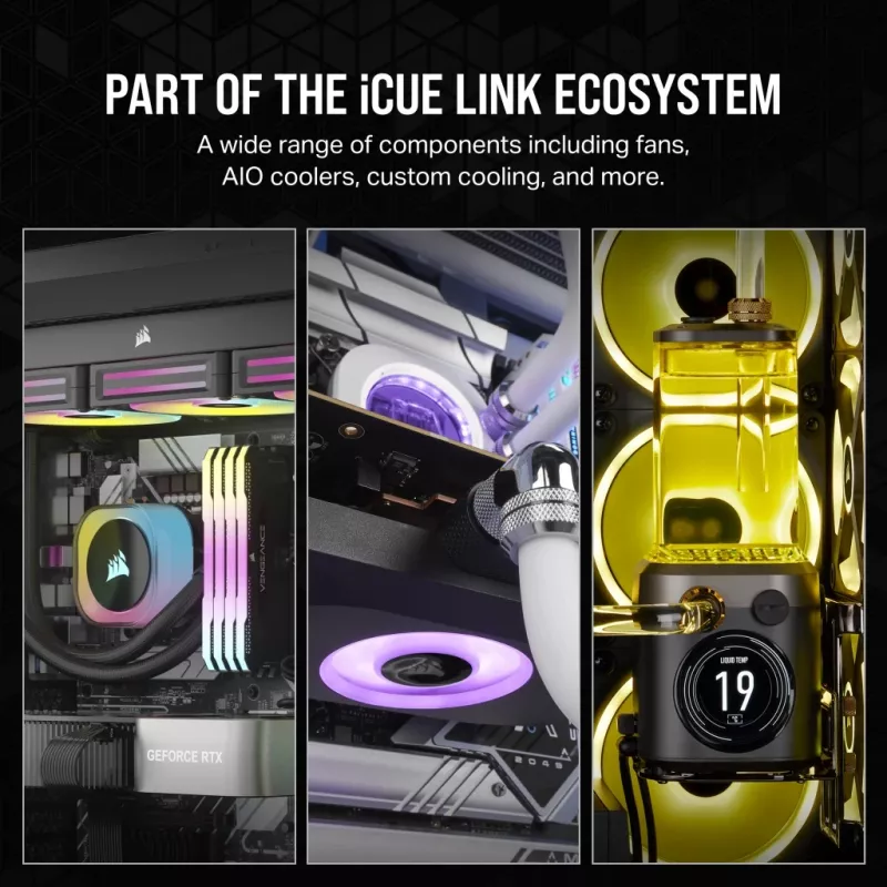 Fan Corsair iCUE LINK RX140 RGB 14 cm Black 300-1700 RPM Magnetic Bearing