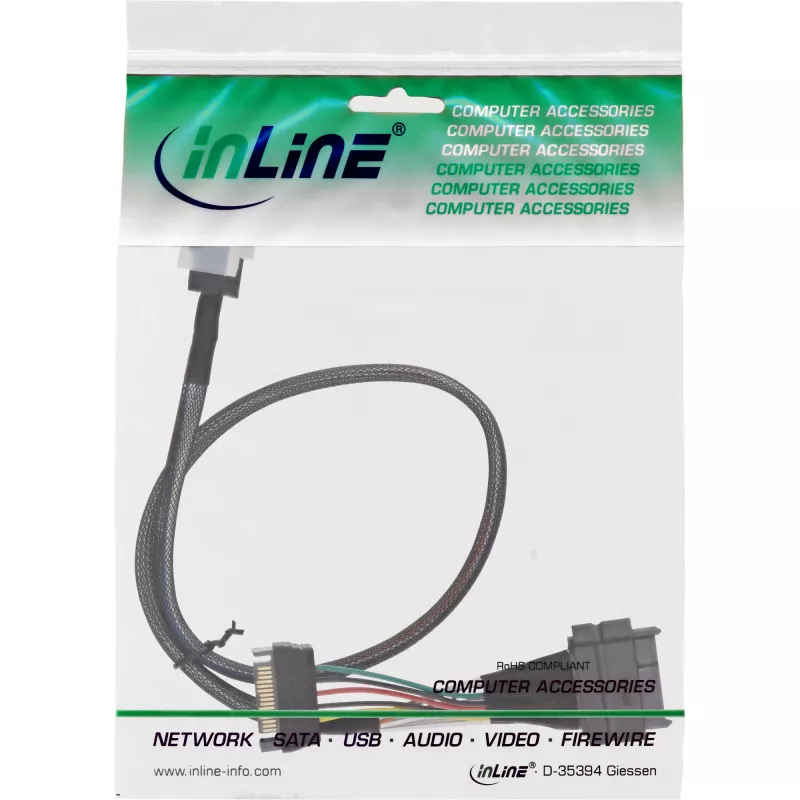 InLine U.2 connection cable, SSD with U.2 (SFF-8639) to SFF-8643 + power, 0.5m