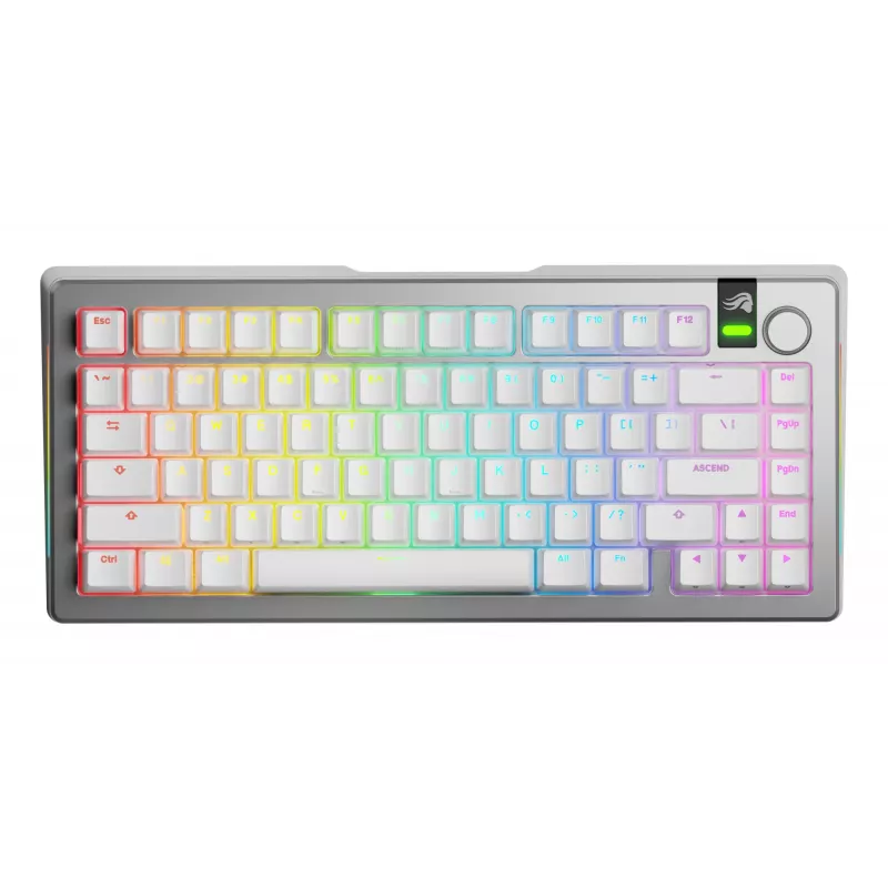 Mechanical Keyboard GLORIOUS GMMK 3 PRO 75% Prebuilt Wireless, USB + RF + Bluetooth, QWERTY, Silver