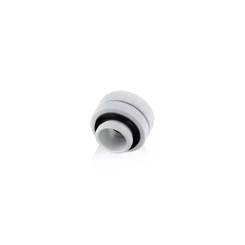 BitsPower BP-DWEML brass liquid-cooling fitting, white finish, 1/4 inch thread