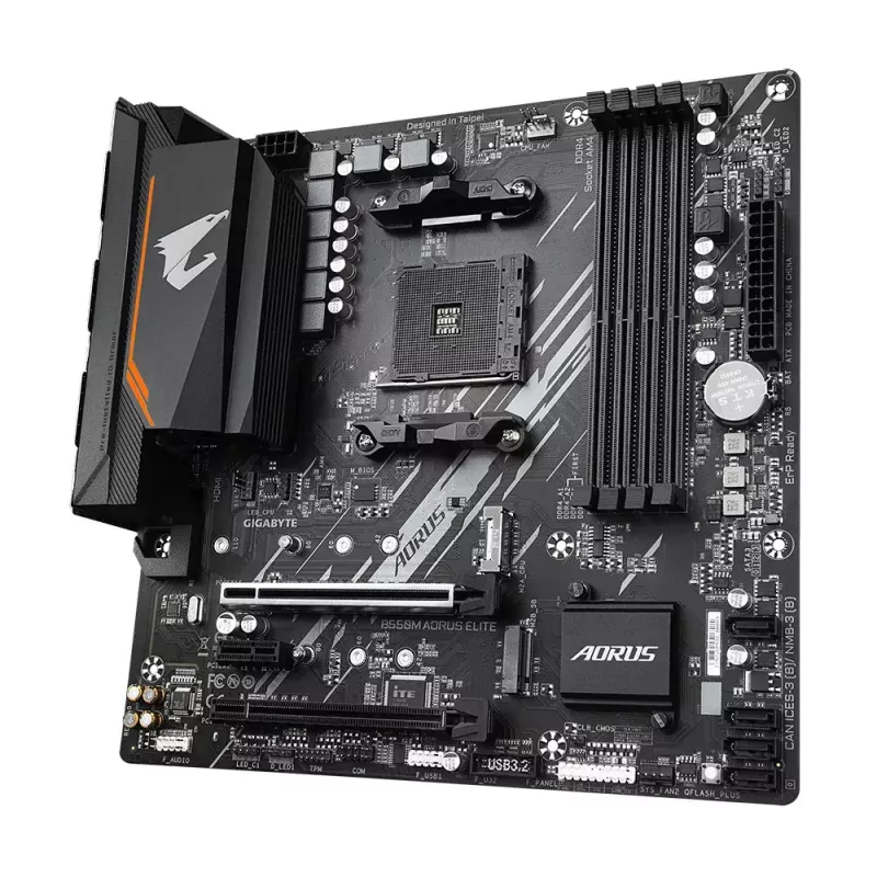 Motherboard GIGABYTE B550M AORUS ELITE micro ATX, AMD B550, Socket AM4, 4x DIMM DDR4, 128GB, 2x M.2, 4x SATA III
