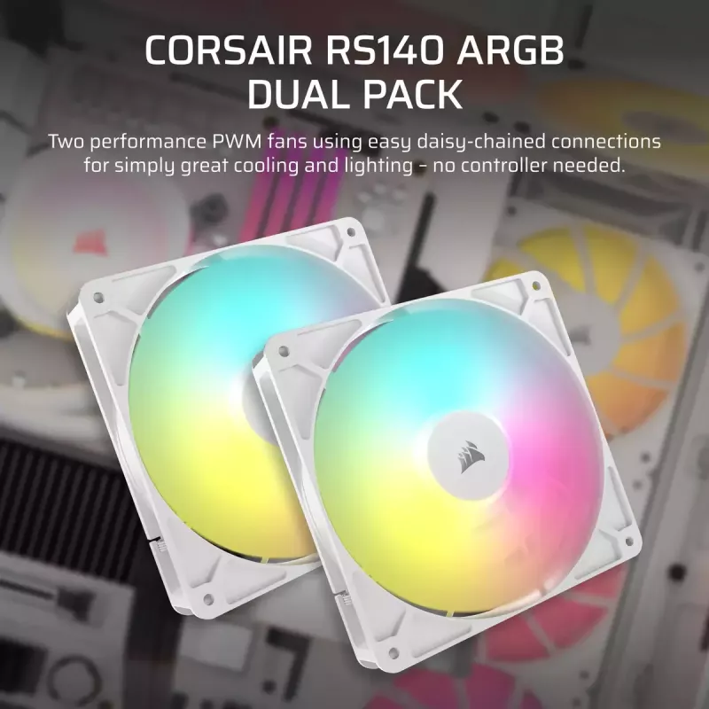 Fan Corsair RS140 ARGB 14 cm White 330-1700 RPM