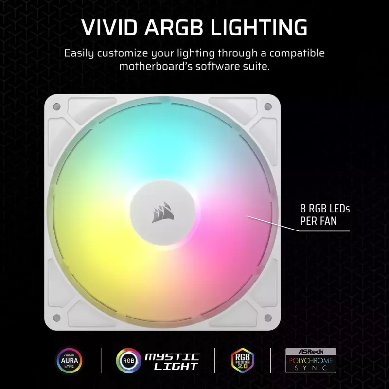Fan Corsair RS140 ARGB 14 cm White 330-1700 RPM