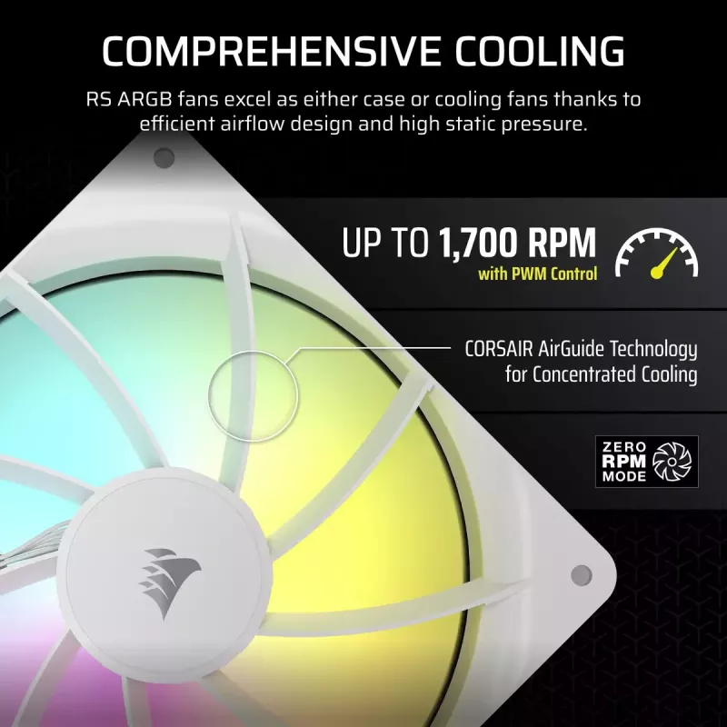 Fan Corsair RS140 ARGB 14 cm White 330-1700 RPM