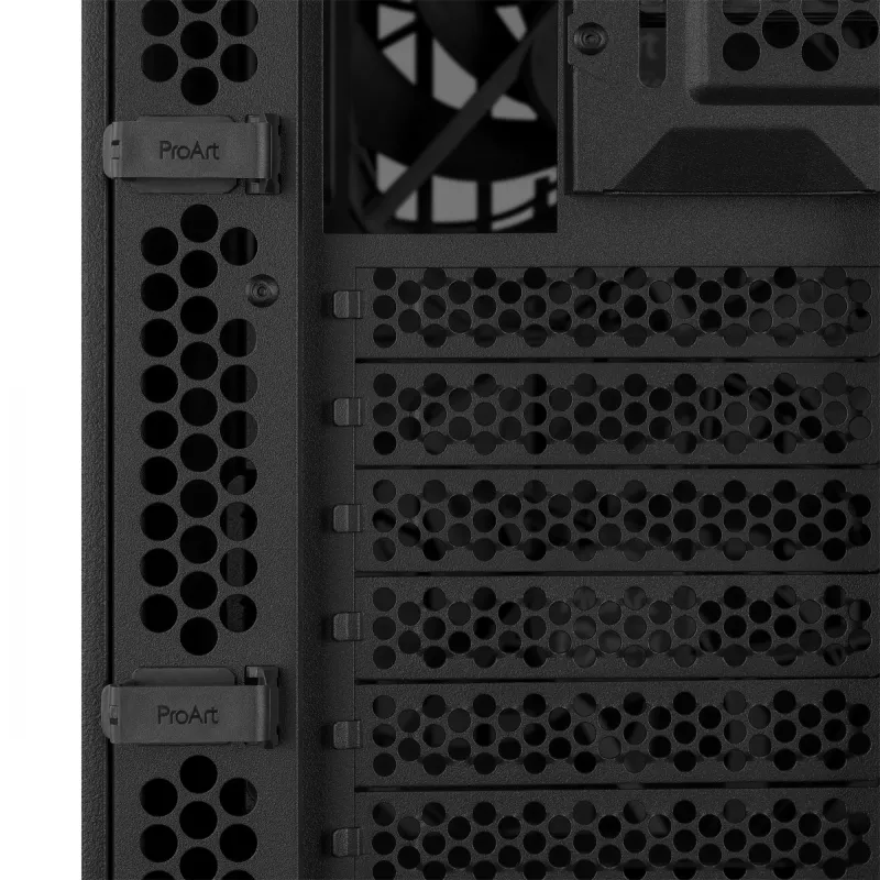 PC case ASUS ProArt PA401 Wood TG PWM Tower Black — ATX, tempered glass, 2x160mm front fans, USB-C, supports GPU 31.5 cm