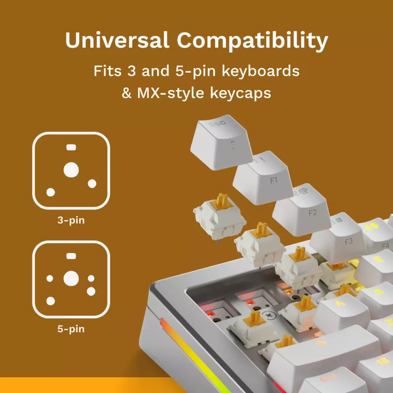 Mechanical Keyboard Switches GLORIOUS Glorious Panda Tactile – 36 pieces, polycarbonate, translucent yellow