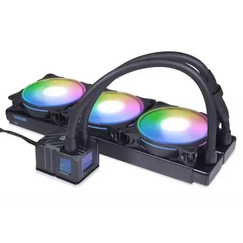 All-in-one liquid cooler Alphacool 13074 — 120 mm fans, 3 fans, 2500 RPM, 40 cm tubes, copper radiator, multi-LED, black