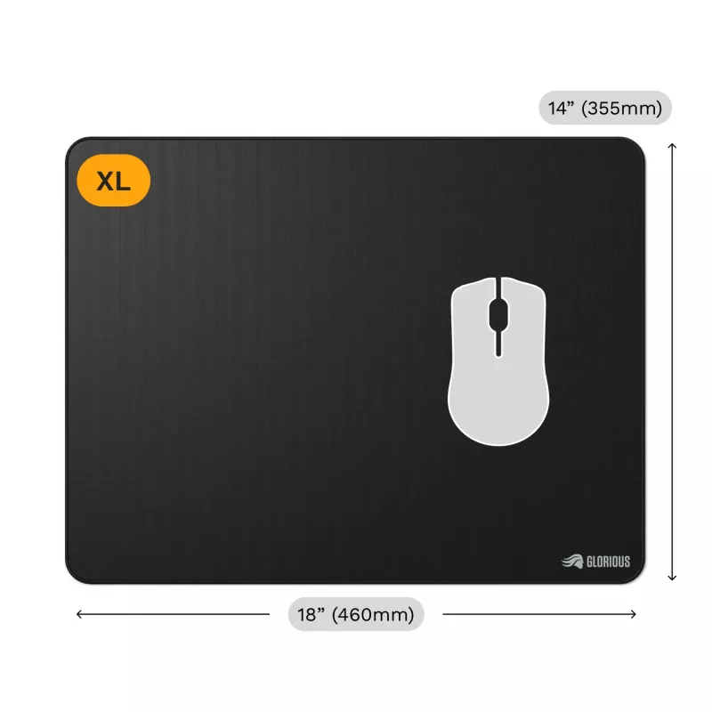 Glorious Gaming Glorious Mouse Pad 2 XL - Stitched - Black, Black, Monochromatic, Fabric, Rubber, Non-slip base, Gaming mouse pad