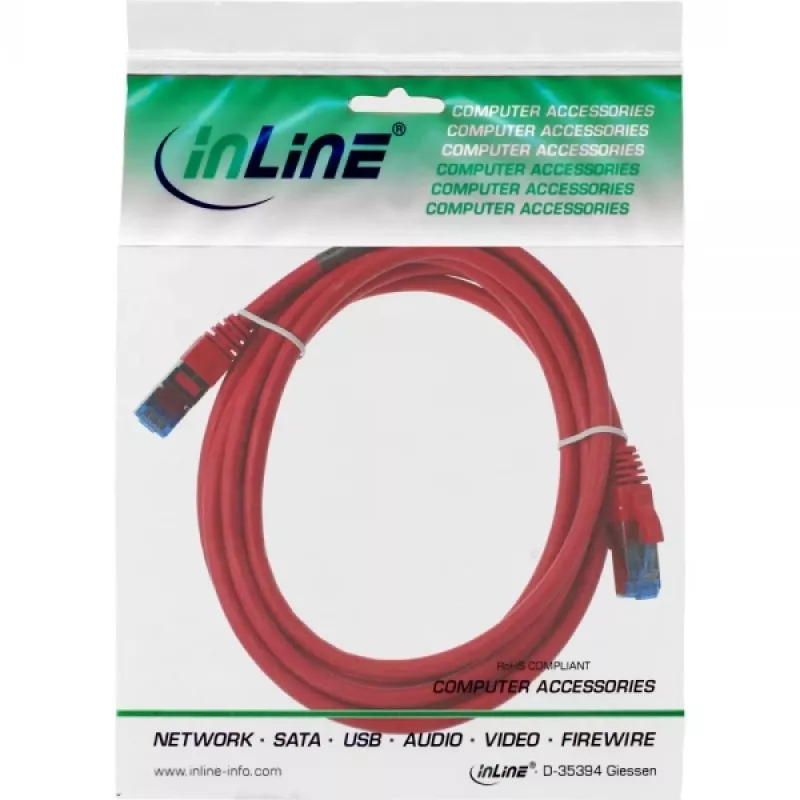 InLine Patch Cable S/FTP PiMF Cat.6A halogen free 500MHz red 5m