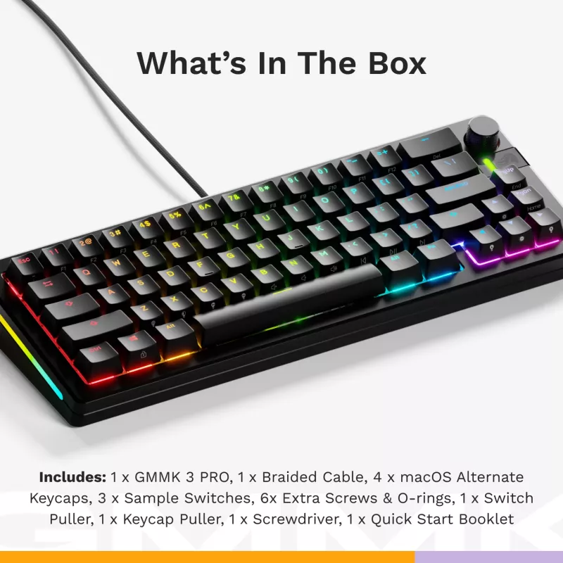 Mechanical Keyboard GLORIOUS GMMK 3 PRO 65% Prebuilt Wired USB, QWERTY, RGB, Black