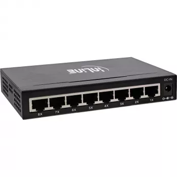 InLine Network Switch 8-Port, 1Gb/s, Desktop, Metal, fanless, shielded ports