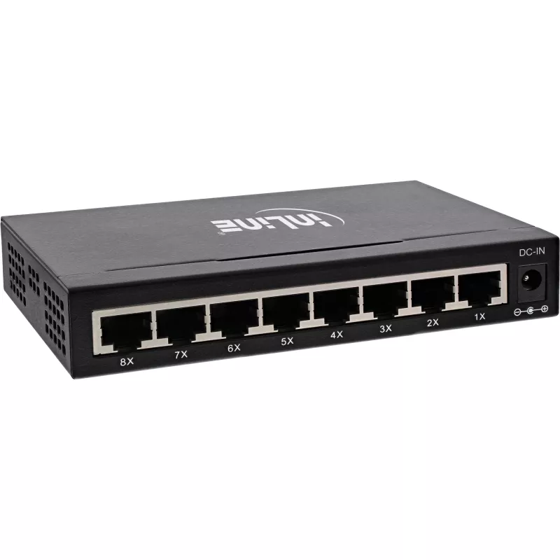 InLine Network Switch 8-Port, 1Gb/s, Desktop, Metal, fanless, shielded ports