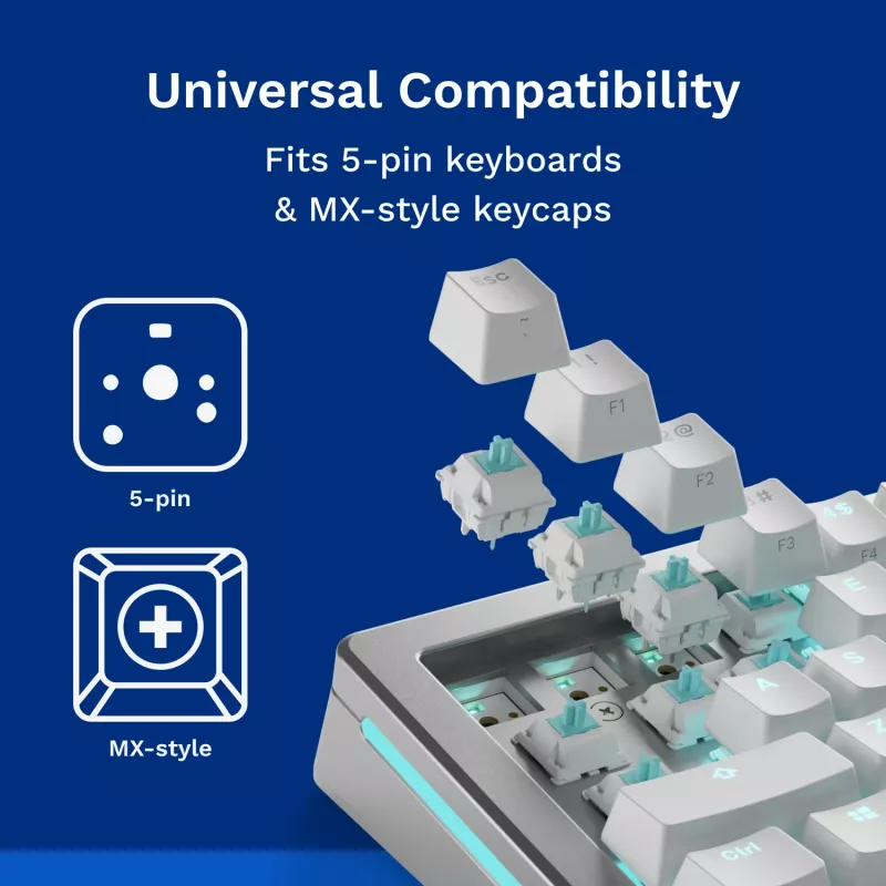 Keyboard switches GLORIOUS Lynx Linear Mechanical Switches — 36 pcs, polycarbonate, cyan translucent