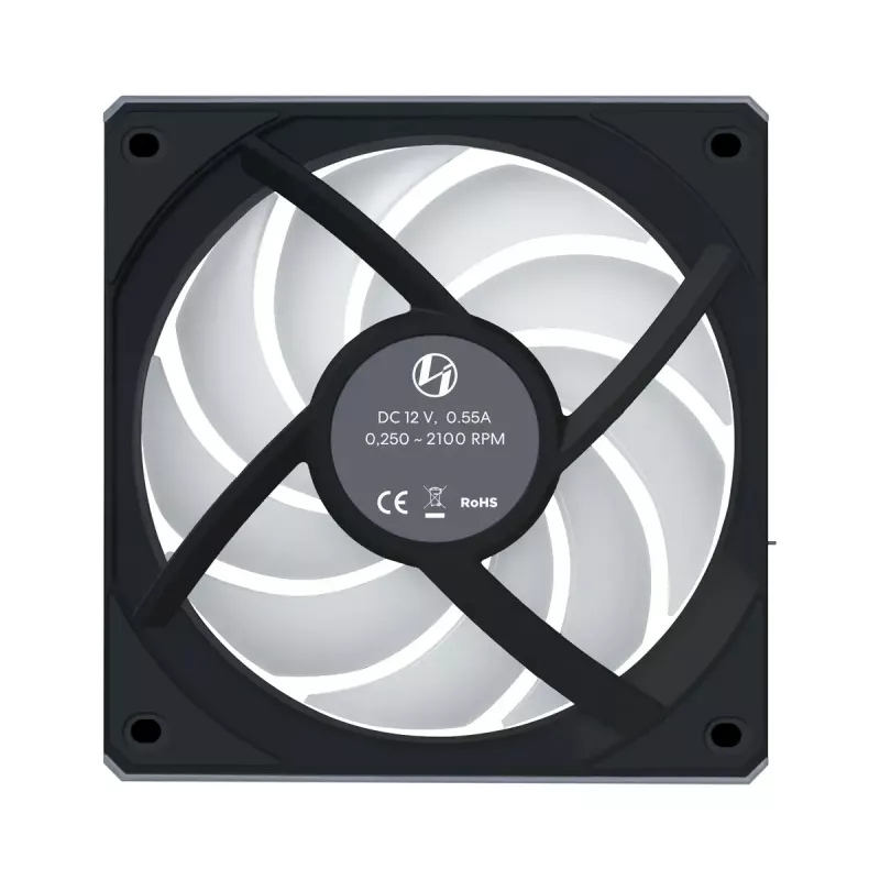 Computer case fan Lian Li 12RCL1W3B 120 mm, 12 V, 2150 RPM, 2.52 mmH2O, Fluid Dynamic Bearing, black
