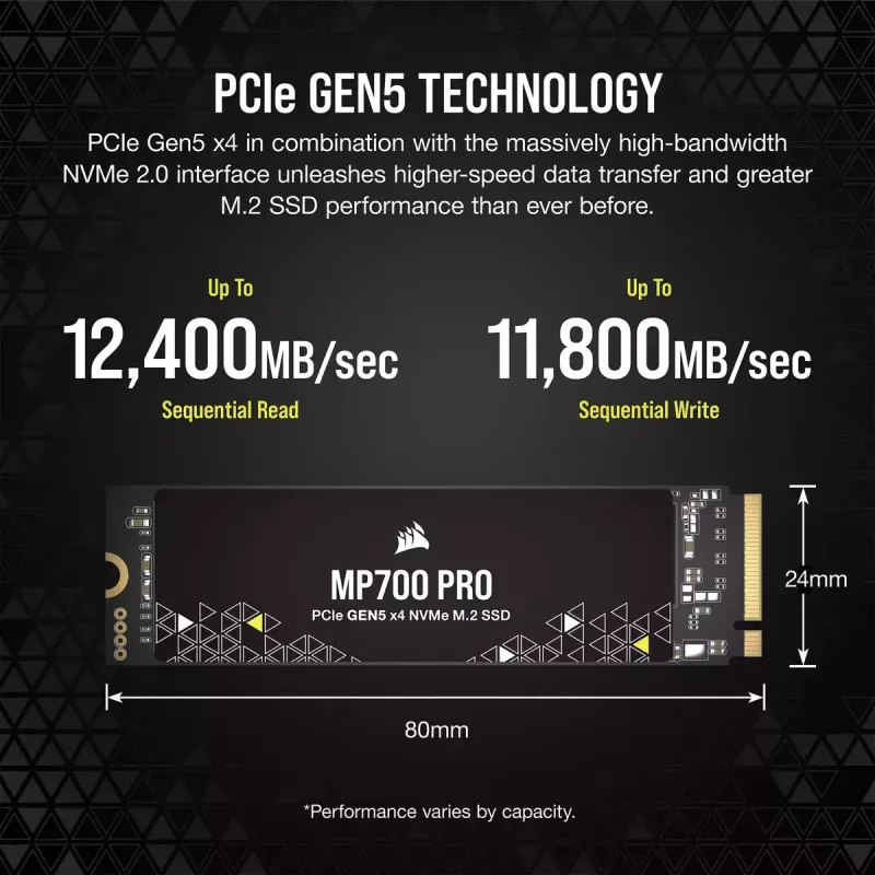 SSD disk 2TB CORSAIR M.2 PCI-E NVMe Gen5 MP700 PRO retail