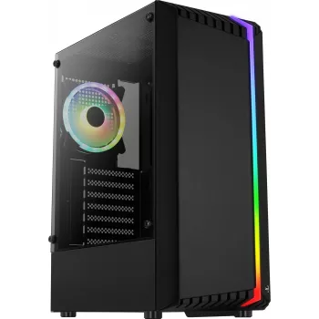 PC case AEROCOOL Bionic Midi Tower — ATX, tempered glass, 3.5“x2 / 2.5”x4 bays, up to 297 mm GPU, 158 mm CPU cooler, blue LED