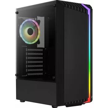 PC case AEROCOOL Bionic Midi Tower — ATX, tempered glass, 3.5“x2 / 2.5”x4 bays, up to 297 mm GPU, 158 mm CPU cooler, blue LED