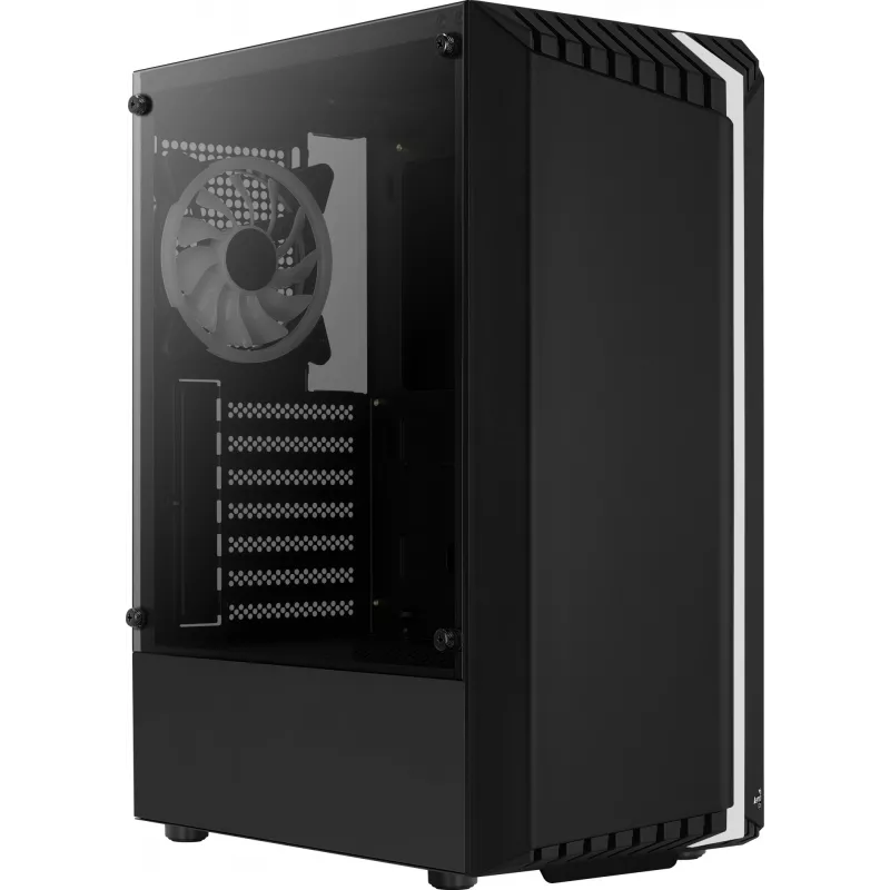 PC case AEROCOOL Bionic Midi Tower — ATX, tempered glass, 3.5“x2 / 2.5”x4 bays, up to 297 mm GPU, 158 mm CPU cooler, blue LED