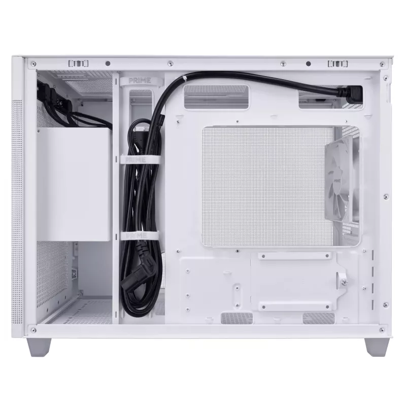 PC Case ASUS Prime AP201 MicroATX Mini Tower White — supports microATX, up to 338 mm GPU, 3×3.5 inch + 1×2.5 inch drives, USB-A 3.2 Gen1×2, USB-C 3.2 Gen2×1