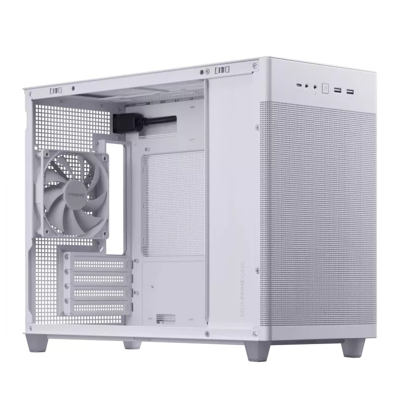 PC Case ASUS Prime AP201 MicroATX Mini Tower White — supports microATX, up to 338 mm GPU, 3×3.5 inch + 1×2.5 inch drives, USB-A 3.2 Gen1×2, USB-C 3.2 Gen2×1