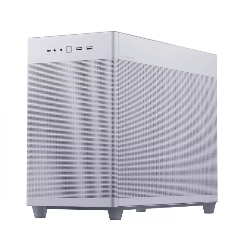 PC Case ASUS Prime AP201 MicroATX Mini Tower White — supports microATX, up to 338 mm GPU, 3×3.5 inch + 1×2.5 inch drives, USB-A 3.2 Gen1×2, USB-C 3.2 Gen2×1