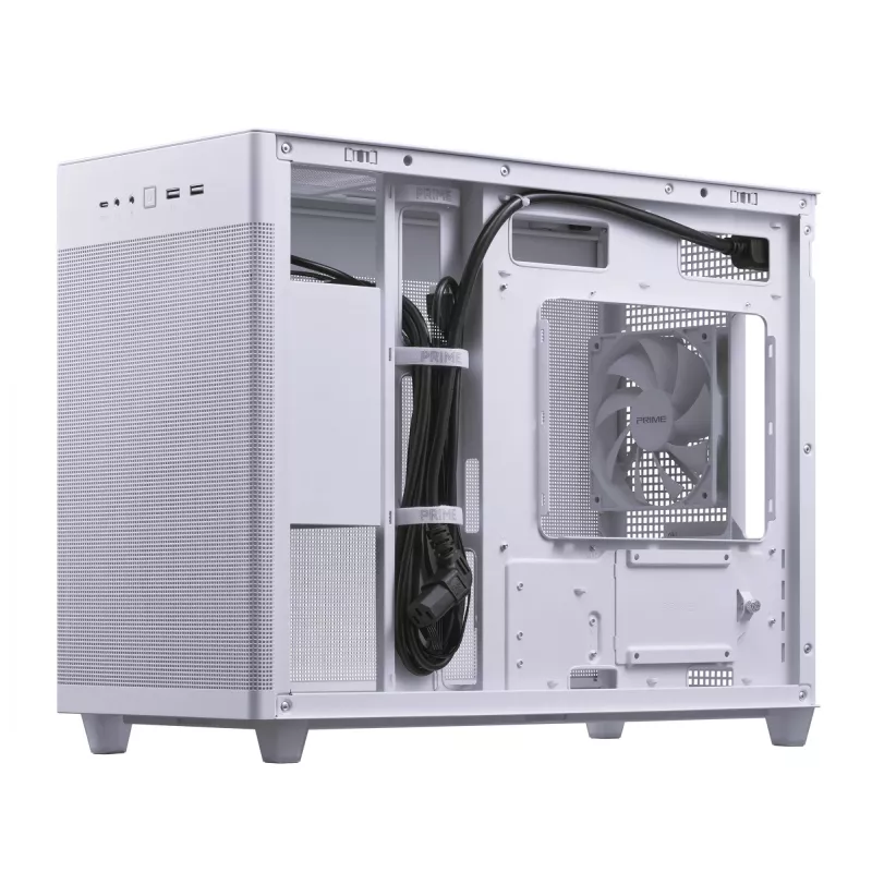 PC Case ASUS Prime AP201 MicroATX Mini Tower White — supports microATX, up to 338 mm GPU, 3×3.5 inch + 1×2.5 inch drives, USB-A 3.2 Gen1×2, USB-C 3.2 Gen2×1