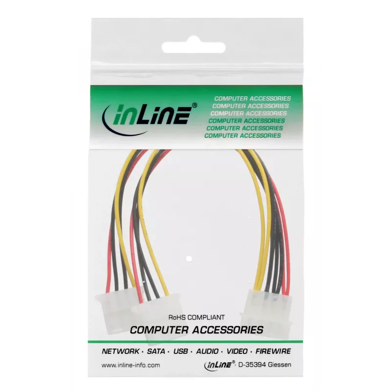 InLine Internal Power Y-Cable 1x 5.25 inch Molex / 2x 5.25 inch Molex 0.20m