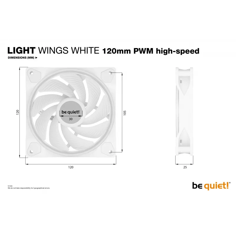 be quiet Light Wings White | 120mm PWM high-speed Triple-Pack Computer case Fan 12 cm 3 pc(s)